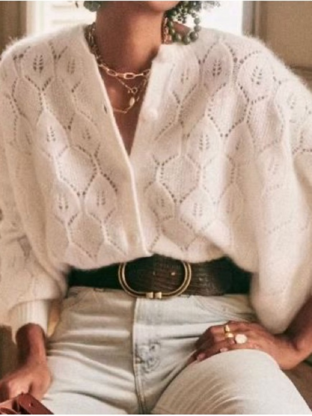 Sezane Phoebe Jumper in Ecru size XS